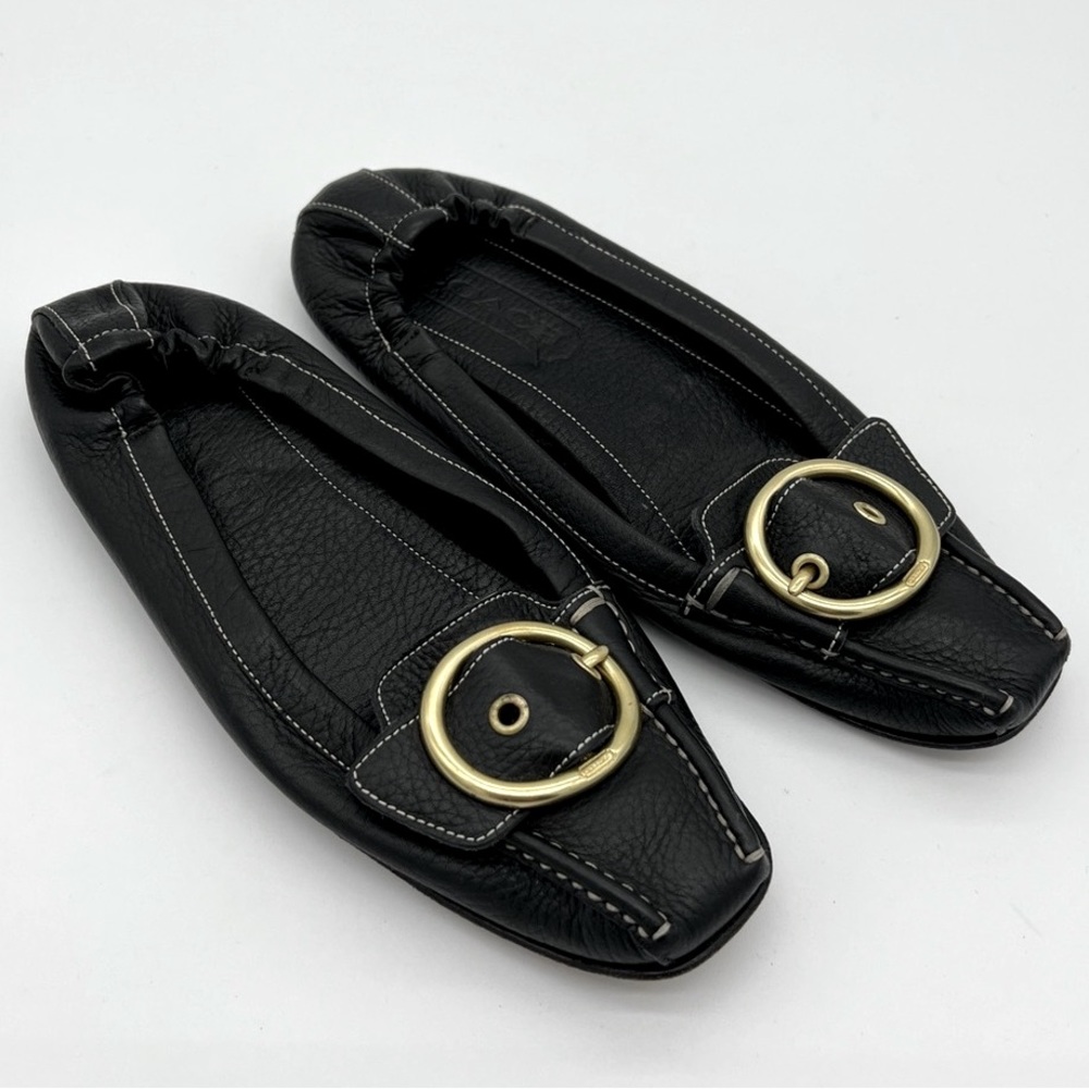 Vintage Y2K Coach Nellie Black Pebbled Leather Flats - Sz 8.5